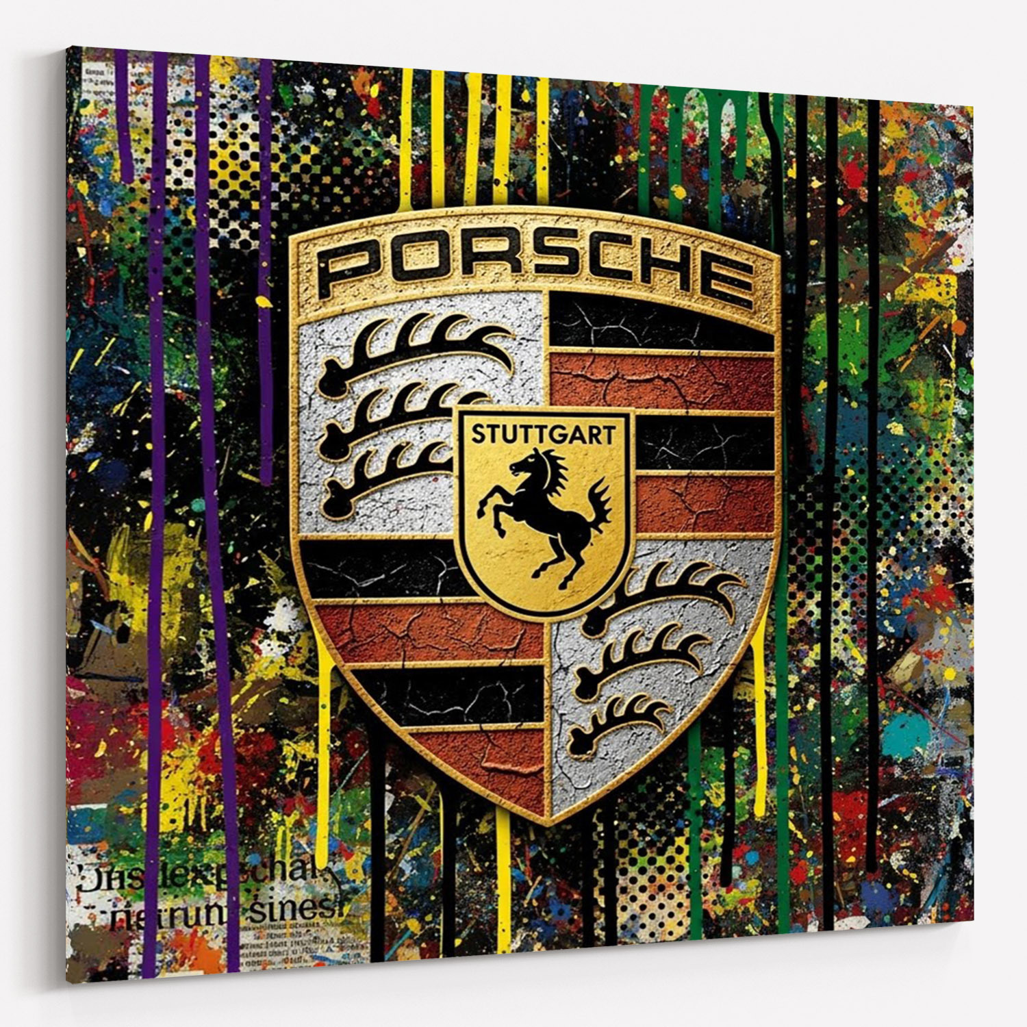 Pop Art Porsche_1 Ikonische Sportwagen Marken Leinwandbild für Garage, Männerhöhle, Wohnzimmer, Büro | Deko für Autofans | Exklusive Wandbilder