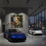 Pop Art Porsche Sportwagen Leinwandbild für Garage, Männerhöhle, Wohnzimmer, Büro – Deko für Autofans