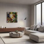 Pop Art Porsche Sportwagen Leinwandbild für Garage, Männerhöhle, Wohnzimmer, Büro – Deko für Autofans