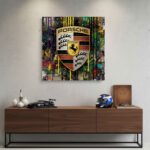 Pop Art Porsche Sportwagen Leinwandbild für Garage, Männerhöhle, Wohnzimmer, Büro – Deko für Autofans