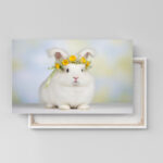 Flauschiges Kaninchen mit Blütenkranz Leinwandbild Arktische Eleganz Schlafzimmer Bild Wohnzimmer Tier Kunst Natur Kunstdruck
