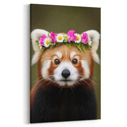 Porträt eines Roten Pandas Leinwandbild Schlafzimmer Bild Wohnzimmer Tier Kunst Natur Kunstdruck