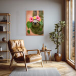 Hängendes Faultier mit Hibiskus Leinwandbild Schlafzimmer Bild Wohnzimmer Tier Kunst Natur Kunstdruck