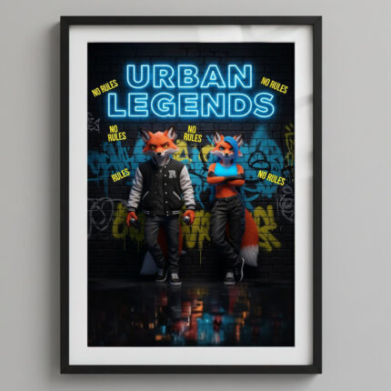 Neon-Gangs – Urban Fables – Street Art Comic Poster Bunt und Schrill