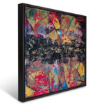 Acrylfarben Leinwandbild mit Rahmen Farbige Elementare Schichten Handgemaltes Wandbild Original Kunst Unikat