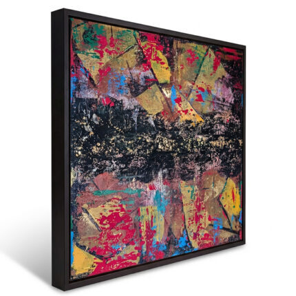 Acrylfarben Leinwandbild mit Rahmen Farbige Elementare Schichten Handgemaltes Wandbild Original Kunst Unikat