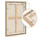 Acrylfarben Leinwandbild mit Rahmen in Türkis Gold Handgemaltes Wandbild Original Kunst Unikat