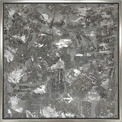 Mondlandschaft in Silber Handgemalt Leinwandbild mit Glassteinen Original Kunst Unikat