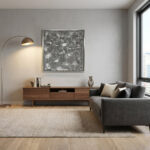 Mondlandschaft in Silber Handgemalt Leinwandbild mit Glassteinen Original Kunst Unikat