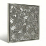 Mondlandschaft in Silber Handgemalt Leinwandbild mit Glassteinen Original Kunst Unikat