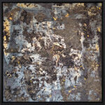 Urban Relic in Schwarz und Gold Handgemalt Leinwandbild mit Steinchen Original Kunst Unikat