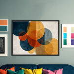 Dynamische Kreiskomposition in Dunkelorange, Petrol und Ocker mit kräftigen Überlagerungen – Bild 6