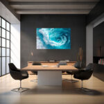 Türkisfarbene Meereswelle aus der Vogelperspektive mit weißem Schaumwirbel und Tiefenwirkung – Bild 4