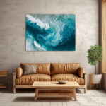 Wirbelnde Meereswelle mit weißem Schaum in tiefem Türkisblau und dynamischer Wellenbewegung – Bild 3