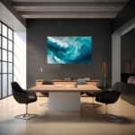 Wirbelnde Meereswelle mit weißem Schaum in tiefem Türkisblau und dynamischer Wellenbewegung – Bild 4