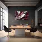 Skulpturale Abstraktion in Dunkelrot und Weiß mit fließenden, organisch gewölbten Formen – Bild 4