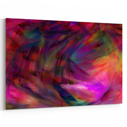 Wirbelnde Farbsymphonie in Pink, Magenta und Türkis als leuchtende abstrakte Bewegungskomposition