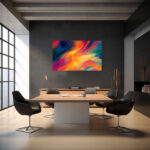 Fließende Farbwellen in leuchtendem Orange, Türkis und Blau als harmonisch-dynamische abstrakte Komposition – Bild 4