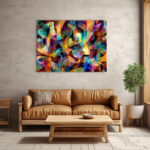 Transparente Farbschleifen in leuchtendem Regenbogenspektrum als vielschichtige abstrakte Flächenkomposition – Bild 3