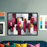 Abstrakter Expressionismus mit strukturierten Rechteckflächen in Rot, Rosa und Weiß auf Grau – Bild 6