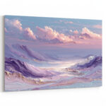 Romantisches Meeresgemälde mit violetten Wellen und zartem Pastellhimmel in impressionistischer Manier