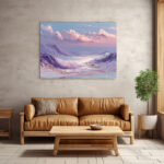 Romantisches Meeresgemälde mit violetten Wellen und zartem Pastellhimmel in impressionistischer Manier – Bild 3