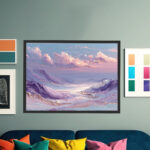 Romantisches Meeresgemälde mit violetten Wellen und zartem Pastellhimmel in impressionistischer Manier – Bild 6