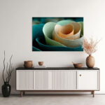 Skulpturale Papier- oder Lederrollen in Salbeigrün und Creme als organisch-minimalistische Nahaufnahme – Bild 2