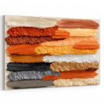 Horizontale Farbstrichpalette in Orange, Rot, Schwarz, Grau und Beige als strukturiertes Farbfeldexperiment