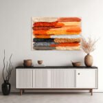 Horizontale Farbstrichpalette in Orange, Rot, Schwarz, Grau und Beige als strukturiertes Farbfeldexperiment – Bild 2