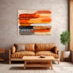 Horizontale Farbstrichpalette in Orange, Rot, Schwarz, Grau und Beige als strukturiertes Farbfeldexperiment – Bild 3