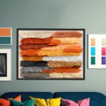 Horizontale Farbstrichpalette in Orange, Rot, Schwarz, Grau und Beige als strukturiertes Farbfeldexperiment – Bild 6