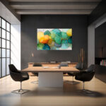 Fließende Alkoholtinte-Blütenkomposition in Teal, Mintgrün und Goldgelb auf hellem Hintergrund – Bild 4