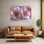 Zarte Kirschblüten aus Resin oder Alkoholtinte mit goldenen Staubfäden in zartem Rosa und Weiß – Bild 3