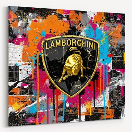 Pop Art Lamborghini Sportwagen Leinwandbild für Garage, Männerhöhle, Wohnzimmer, Büro – Deko für Autofans (Kopie)