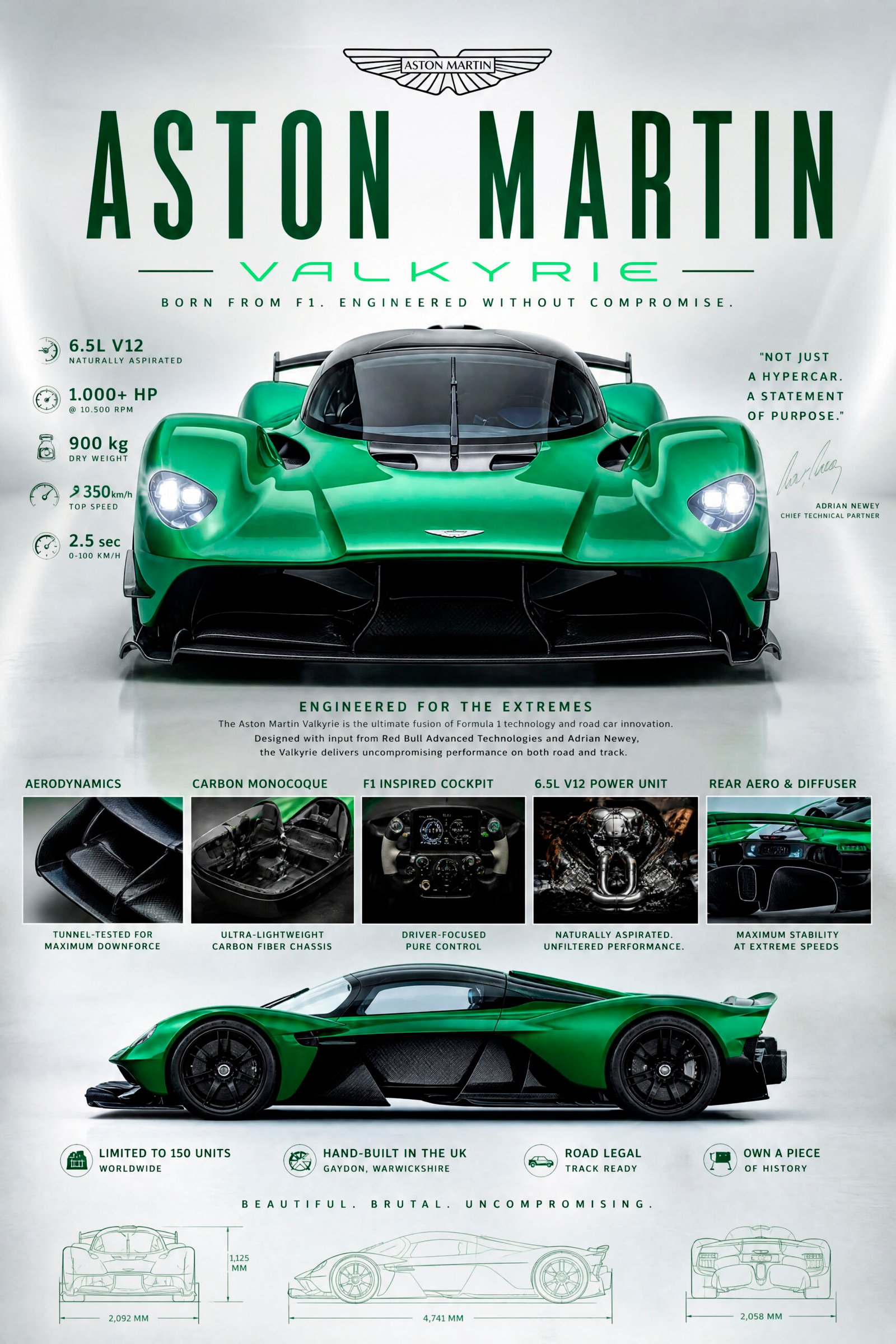 Aston Martin Valkyrie_3 Aston Martin Poster Sportwagen Wandbilder Deko für Autofans zum Einrahmen