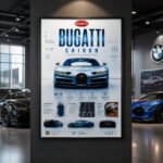 Bugatti Chiron Poster Sportwagen Wandbilder Deko für Autofans zum Einrahmen