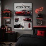 FERRARI 296 GTB Poster Sportwagen Wandbilder Deko für Autofans zum Einrahmen