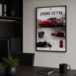 FERRARI 296 GTB Poster Sportwagen Wandbilder Deko für Autofans zum Einrahmen