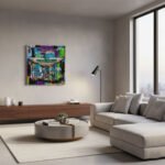 Pop Art Aston Martin Sportwagen Leinwandbild für Garage, Männerhöhle, Wohnzimmer, Büro – Deko für Autofans