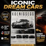 Koenigsegg Regera Poster Sportwagen Wandbilder Deko für Autofans zum Einrahmen