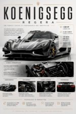 Koenigsegg Regera Poster Sportwagen Wandbilder Deko für Autofans zum Einrahmen
