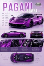Pagani Huayra Poster Sportwagen Wandbilder Deko für Autofans zum Einrahmen