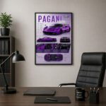 Pagani Huayra Poster Sportwagen Wandbilder Deko für Autofans zum Einrahmen