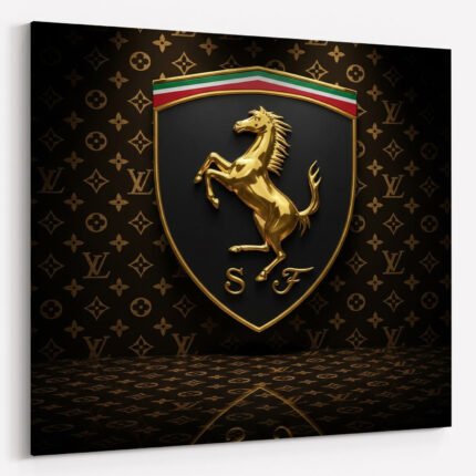 Pop Art Ferrari LV Sportwagen Leinwandbild für Garage, Männerhöhle, Wohnzimmer, Büro – Deko für Autofans (Kopie) (Kopie)