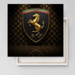Pop Art Ferrari LV Sportwagen Leinwandbild für Garage, Männerhöhle, Wohnzimmer, Büro – Deko für Autofans (Kopie) (Kopie)