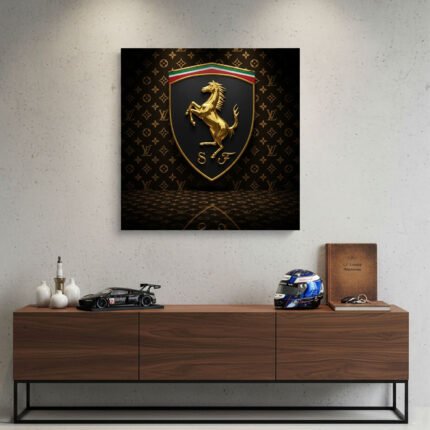 Pop Art Ferrari LV Sportwagen Leinwandbild für Garage, Männerhöhle, Wohnzimmer, Büro – Deko für Autofans (Kopie) (Kopie)