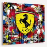 Pop Art Ferrari SF Sportwagen Leinwandbild für Garage, Männerhöhle, Wohnzimmer, Büro – Deko für Autofans (Kopie) (Kopie) (Kopie)