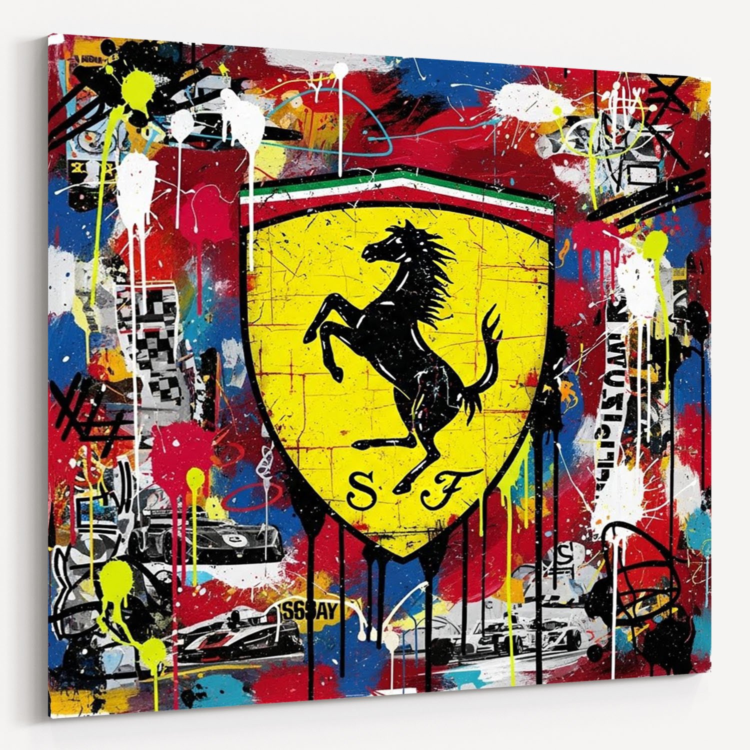 Pop Art Ferrari_1 Pop Art Ferrari SF Sportwagen Leinwandbild für Garage, Männerhöhle, Wohnzimmer, Büro – Deko für Autofans (Kopie) (Kopie) (Kopie)