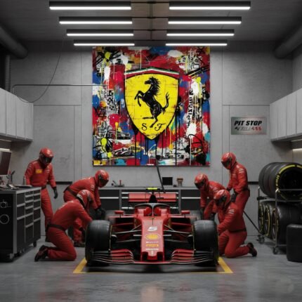 Pop Art Ferrari SF Sportwagen Leinwandbild für Garage, Männerhöhle, Wohnzimmer, Büro – Deko für Autofans (Kopie) (Kopie) (Kopie)